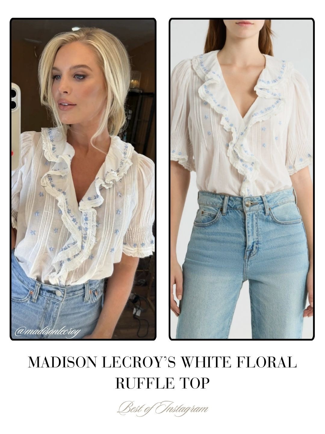 Madison LeCroy’s White Floral Ruffle Top 📸 = @madisonlecroy 