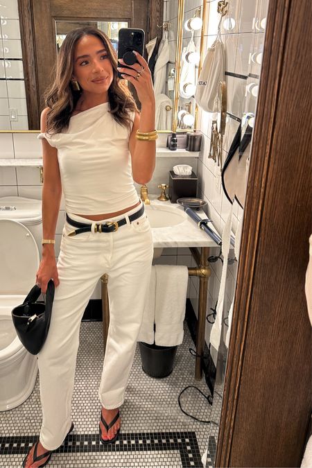 Dinner in NYC summer outfit 🤍 size XS top (code AFNENA to save), 25 in white jeans. Code NENA20 to save on bracelets, code NENA to save on body glowve

#LTKFindsUnder100 #LTKSaleAlert #LTKStyleTip