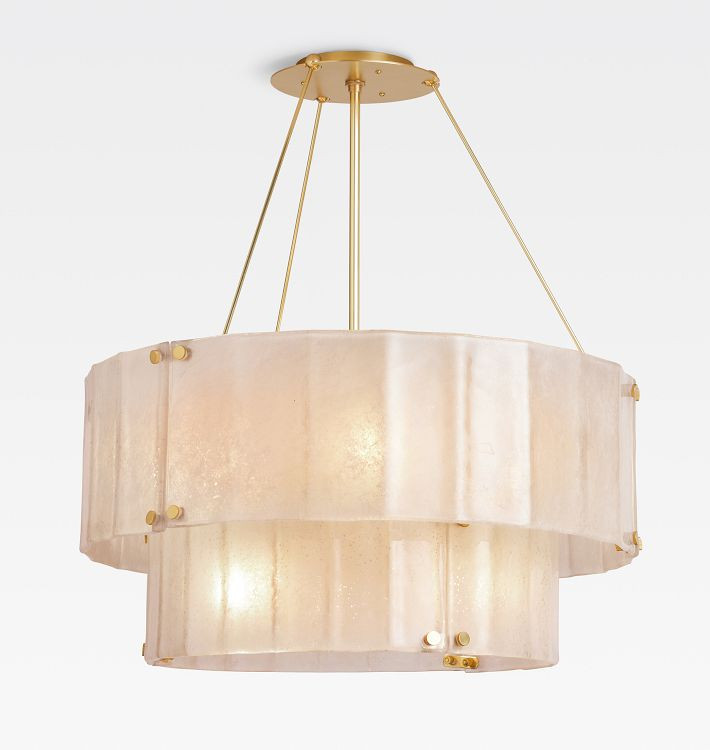 Willamette 32" Double Tier Chandelier, Champagne Glass | Rejuvenation