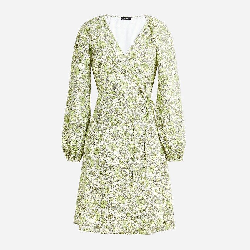 Linen wrap dress in tossed floral | J.Crew US