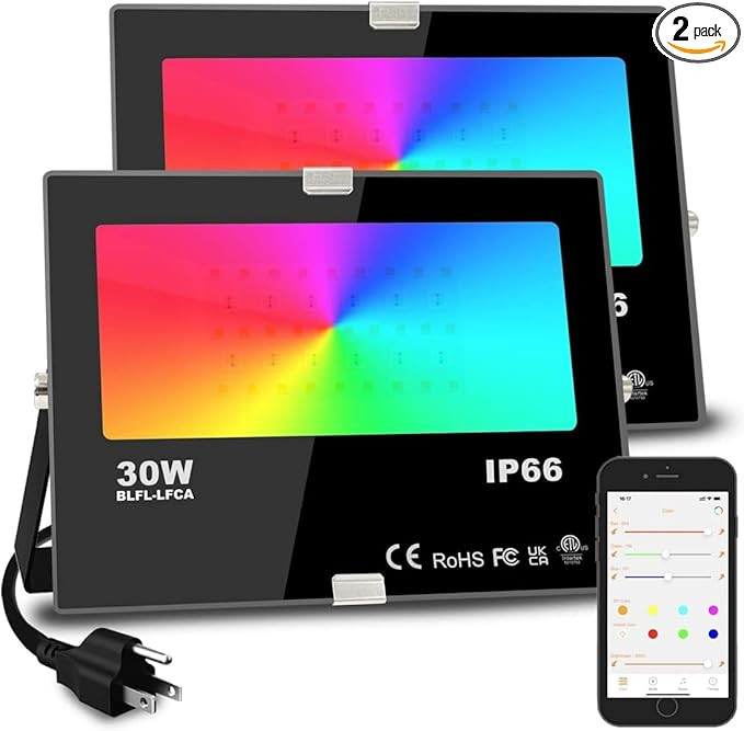 Led Flood Light 30W, 300W Equivalent 3000 LM Outdoor Color Changing Led Stage Landscape Lights, B... | Amazon (US)