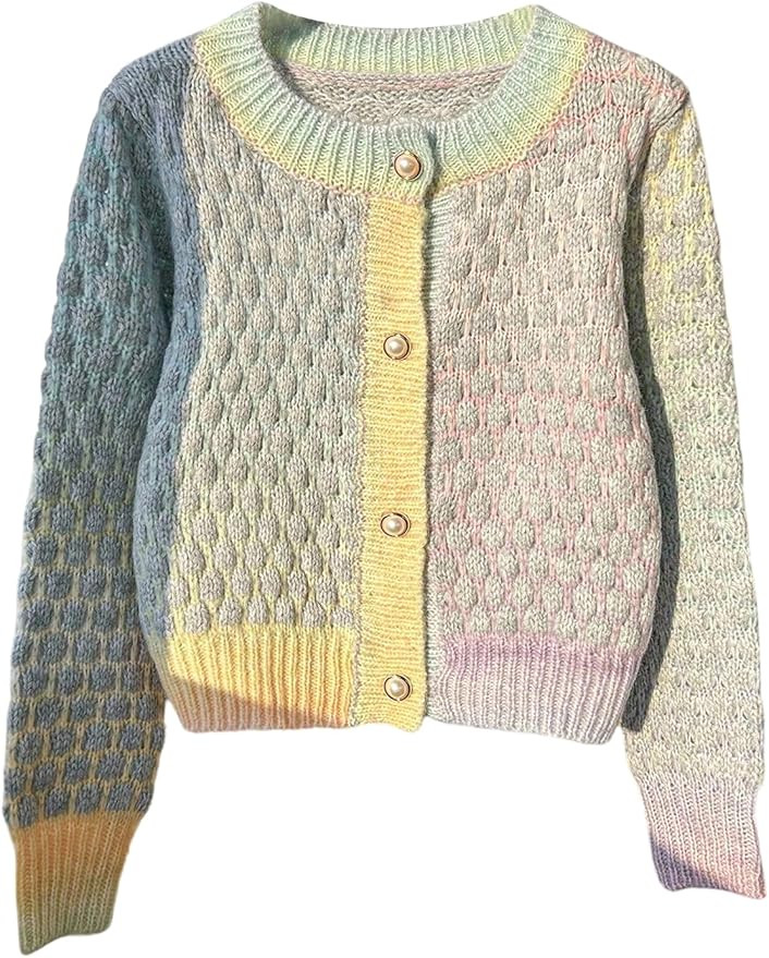GORGLITTER Women's Button Up Colorful Cropped Cardigan Fall Clothes Cute Trendy 2025 Knit Tweed S... | Amazon (US)