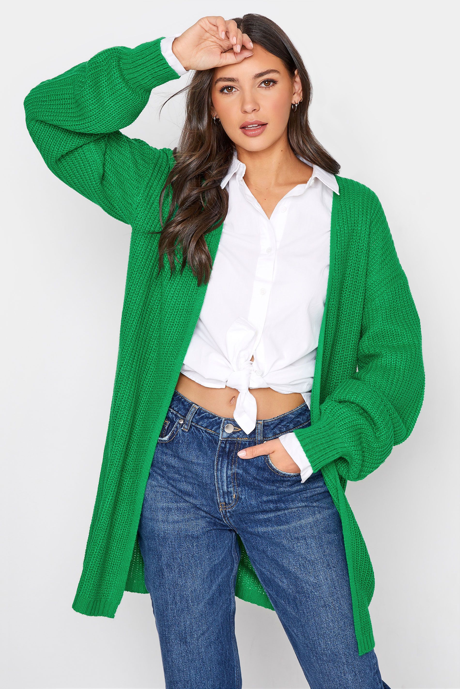 Tall Women's LTS Green Balloon Sleeve Cardigan | Long Tall Sally | Long Tall Sally