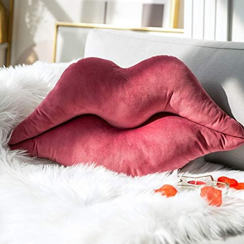 Ashler 3D Lips Throw Pillows Smooth Soft Velvet Insert Included Cushion for Couch Bed Living Room, P | Amazon (US)