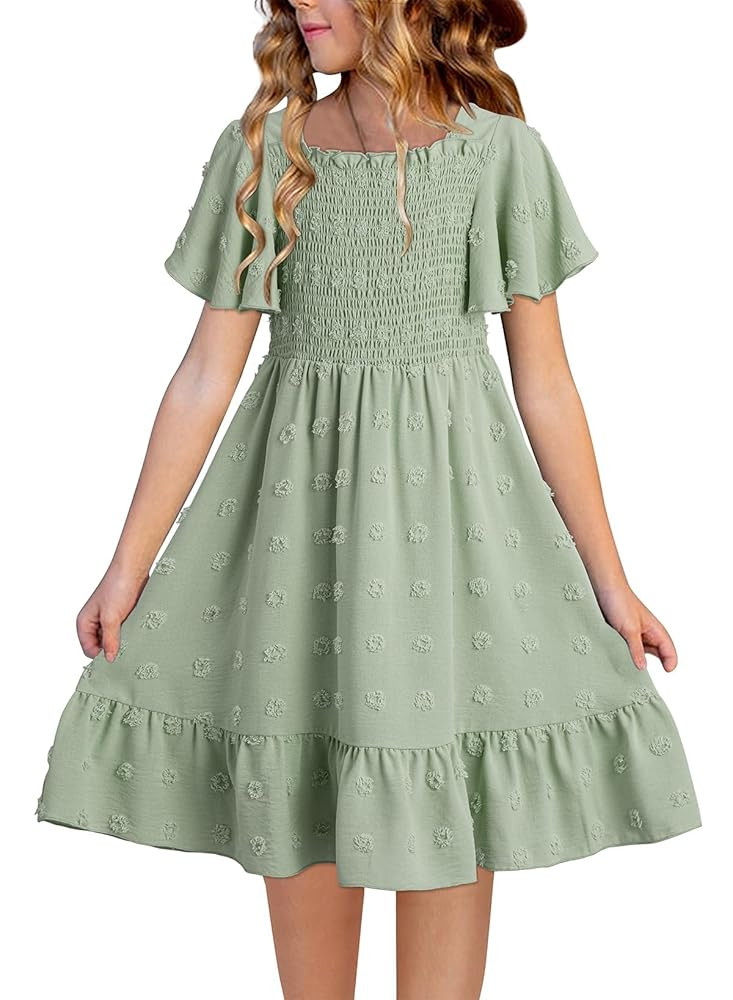 blibean Tween Girls 2025 Summer Dresses Kids Polka Dot Dress Size 6-15 Years | Amazon (US)