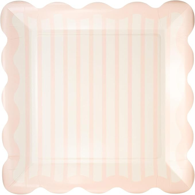 My Mind's Eye Pink Striped Plates – Colorful Birthday Party Tableware for Kids Snacks Appetizer... | Amazon (US)
