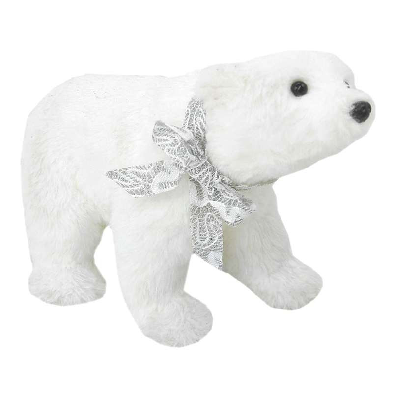 Silver Faux Fur Polar Bear, 7" | At Home