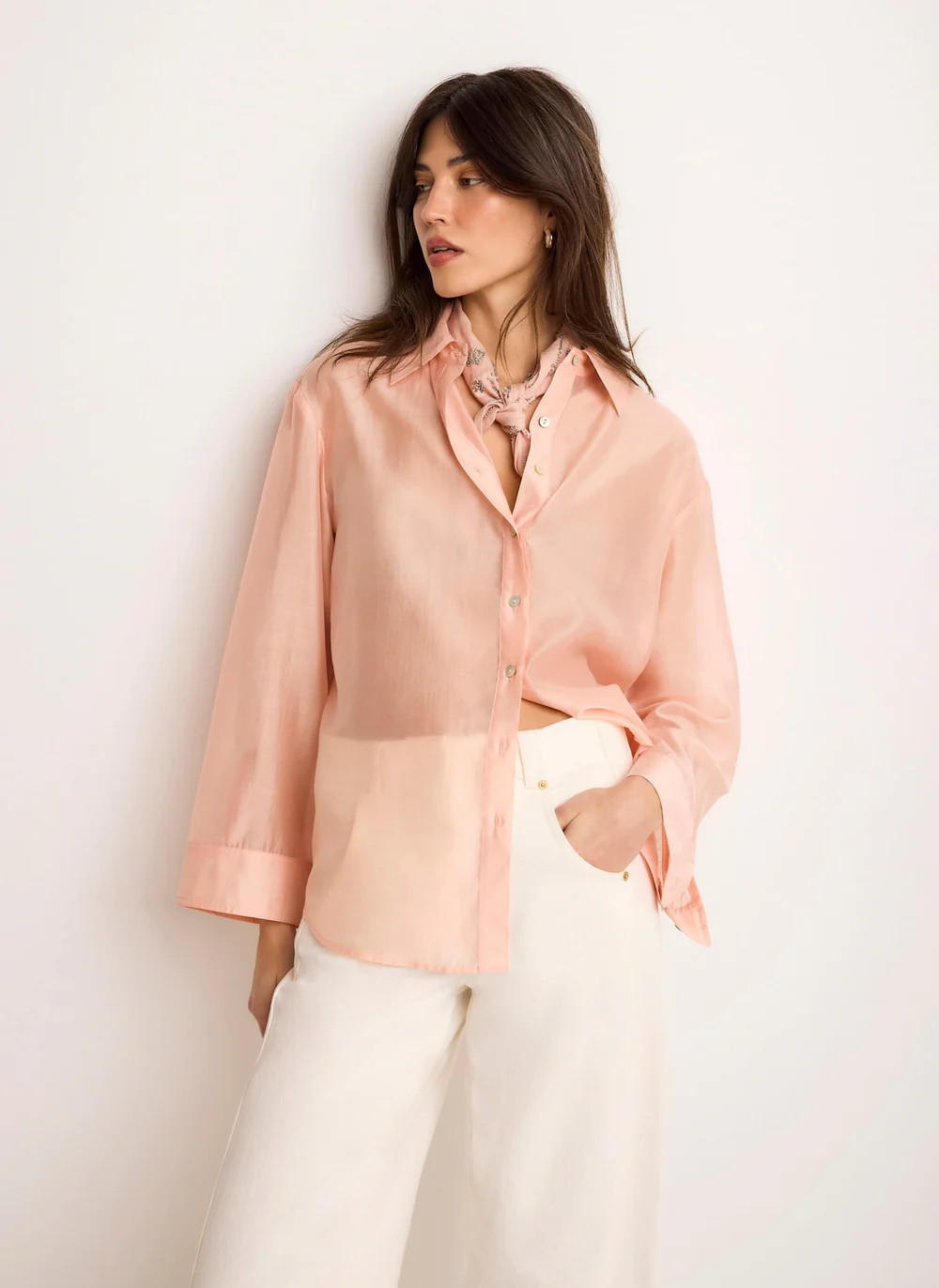 Light Pink Sheer Shirt | Mint Velvet