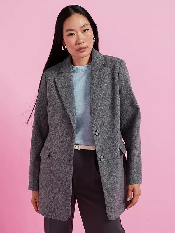 V by Very Faux Wool Blazer - Grey | Very (UK)