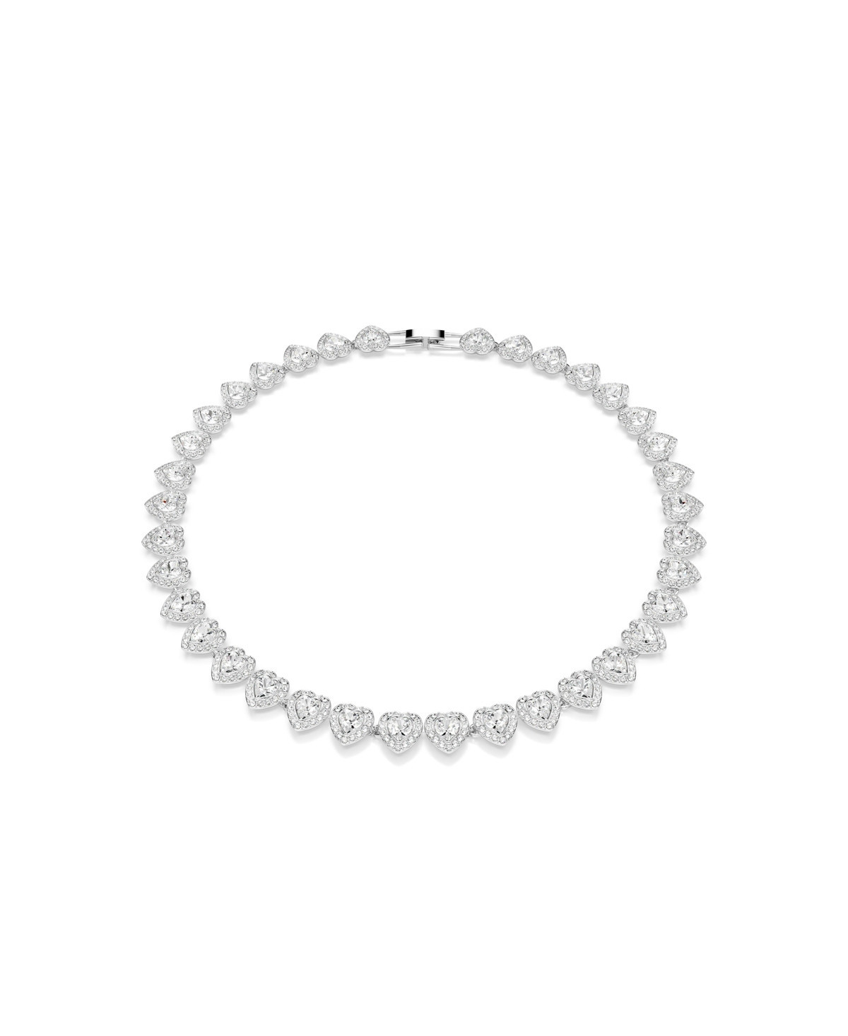 Swarovski Ariana Grande x Swarovski Mixed Cuts Heart White Rhodium Plated Tennis Necklace - White | Macy's