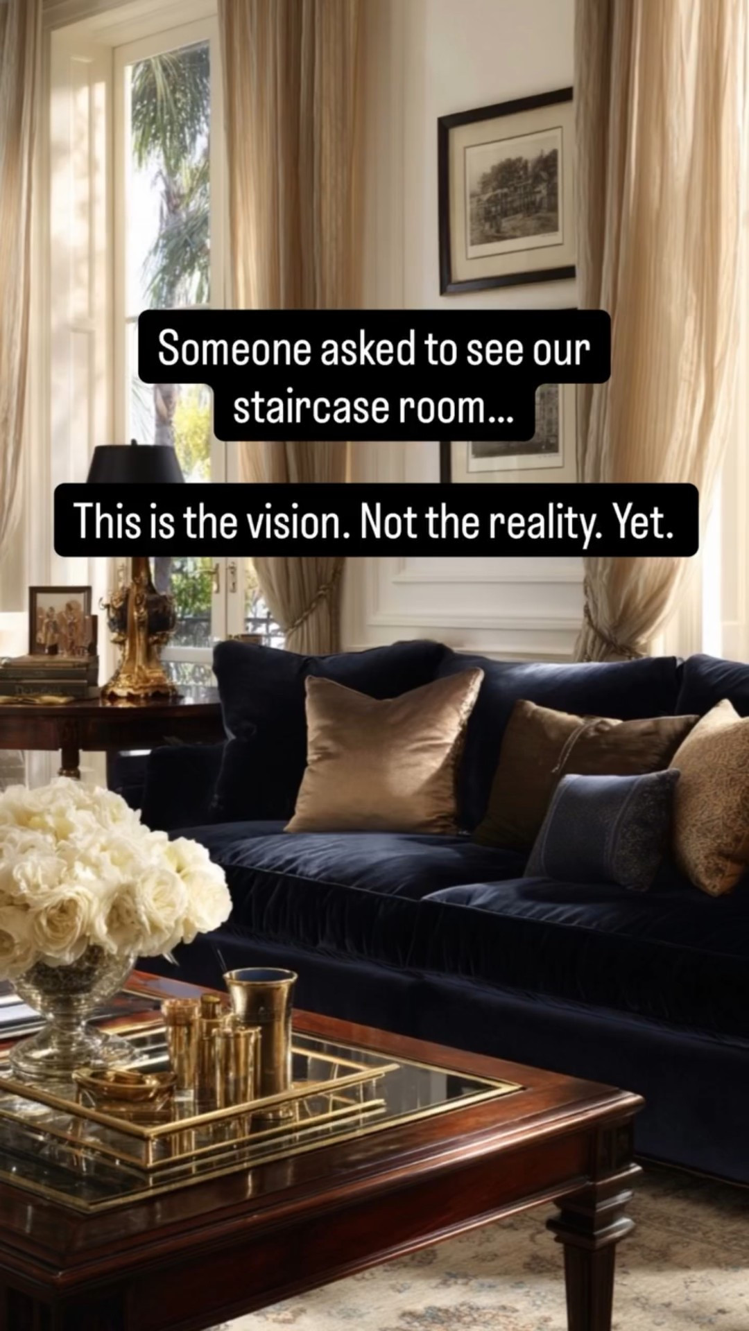 Some of you reached out and asked to see the room with the big staircase.

So… challenge accepted.

Is it finished? Absolutely not.
Is the ceiling new? Yes.
Is the chandelier stunning? Also yes.
Does anything else match? Not even a little.

We’re talking mismatched furniture, random everything, 1975 blinds on 10-foot windows… and then BAM 💥 a chandelier trying to live its best Ralph Lauren life.

This room is in its awkward teenager phase, but the vision is classic, moody, timeless, and very Pound Home & Gardens.

Stay tuned. She’s going to glow up.

Tell me: would you lean traditional or modern in a historic staircase room?

#historicrenovation #oldhousecharm #staircasegoals #homeinprogress #fixerupper interiorinspo classicinteriors moodyhome oldhousevibes