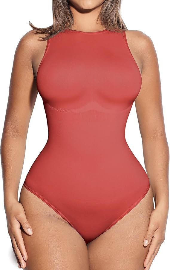FeelinGirl Women's Sleeveless Tummy Control Bodysuit Seamless Leotard Crew Neck Racerback Tank To... | Amazon (US)