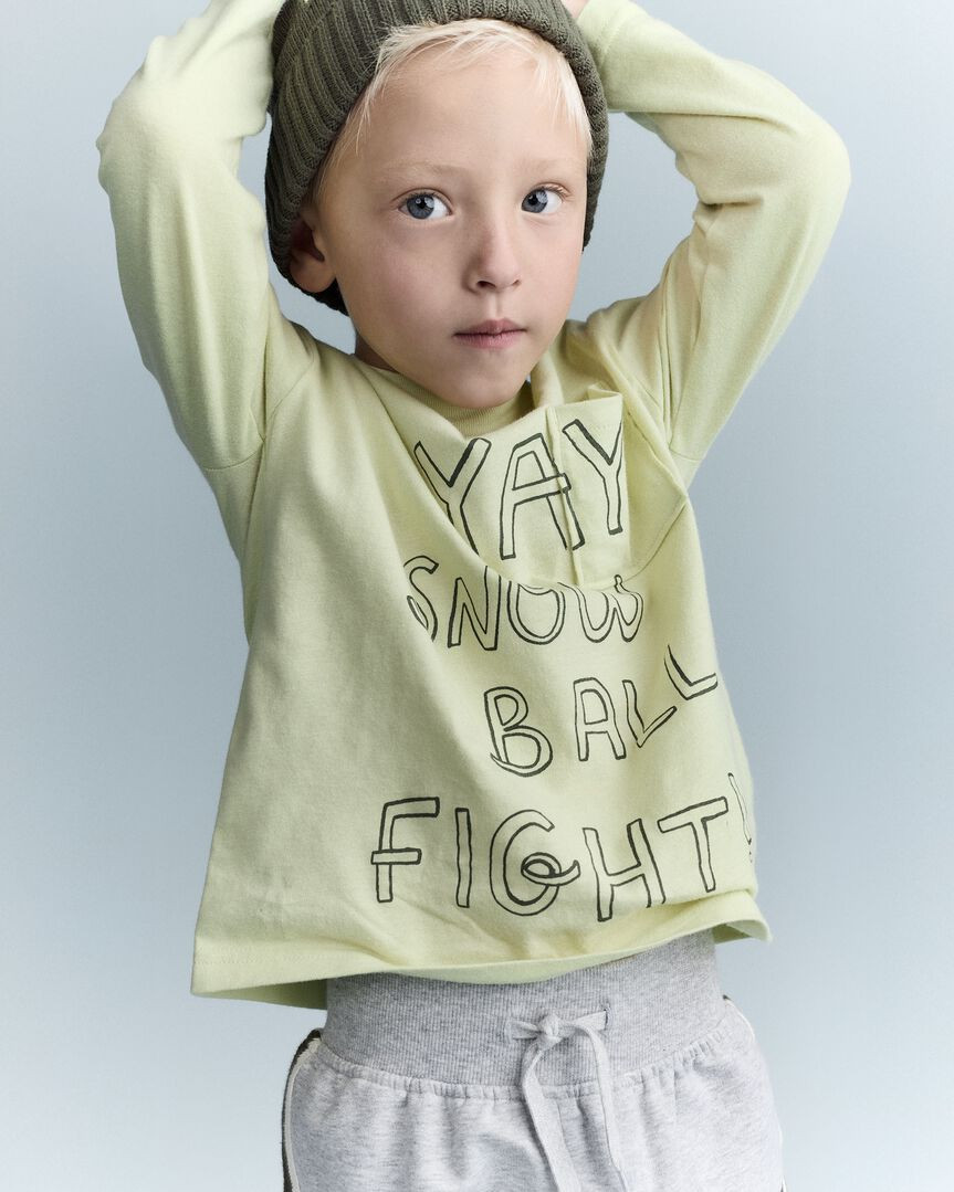 Toddler Snow Ball Fight!' Long-Sleeve Pocket Graphic Tee - Lime | Carter's Inc