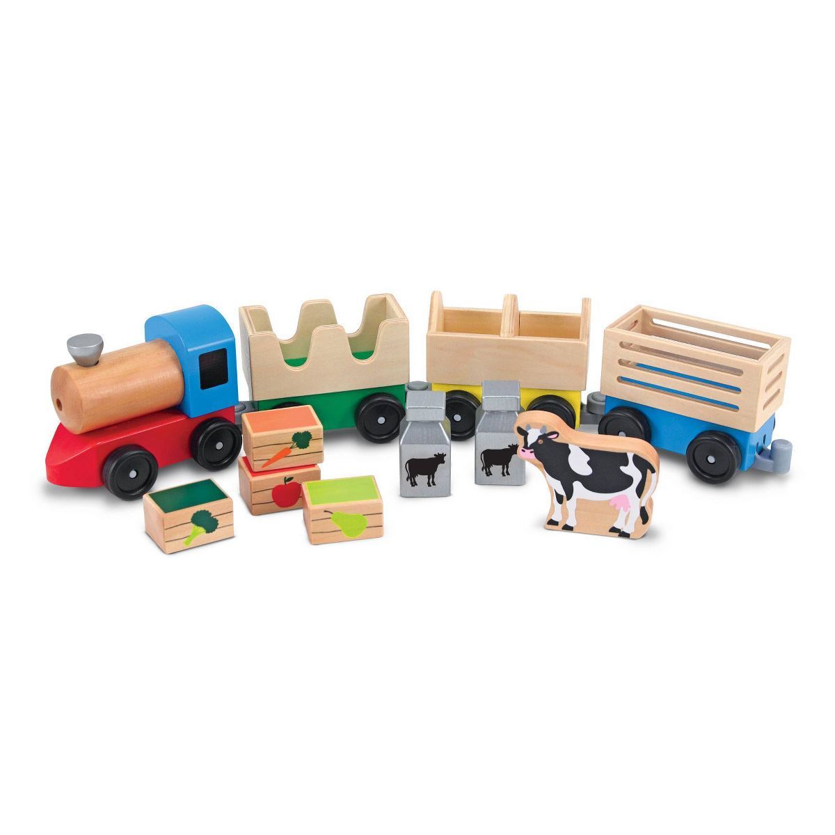Melissa & Doug Wooden Farm Train Set - Classic Wooden Toy (3 linking cars) | Target