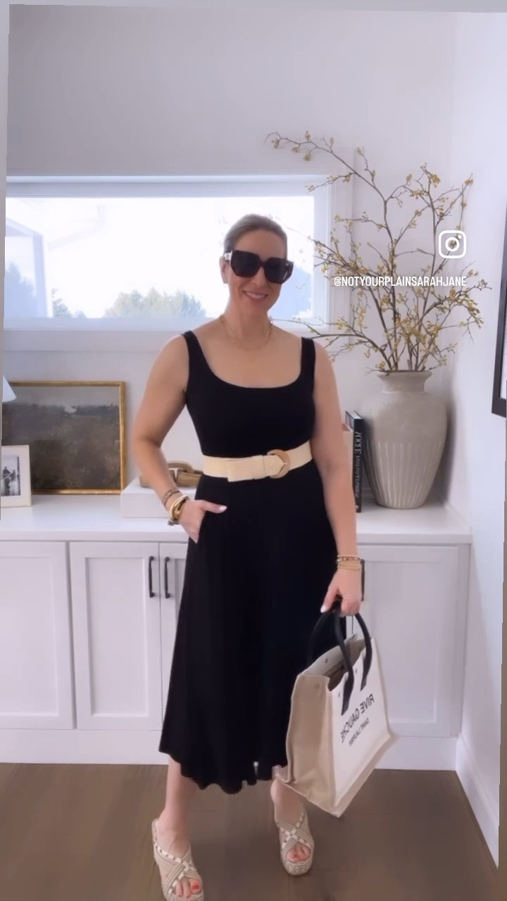 Dress

Under $100 easy, comfortable and classic black knit dress. 

Reformation Dress

LBD

Ysl canvas tote

Valentino wedge sandals 

Celine sunglasses

#vacationdress #resortwear #reformation #vacationstyle 



#LTKfindsunder100 #LTKstyletip #LTKtravel
