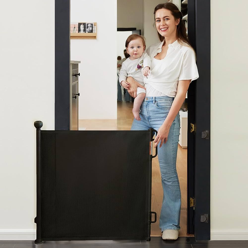 Momcozy Auto Lock Retractable Baby Gate, Safety Gate for Baby and Pet, 33” Tall, Extends to 55... | Amazon (US)