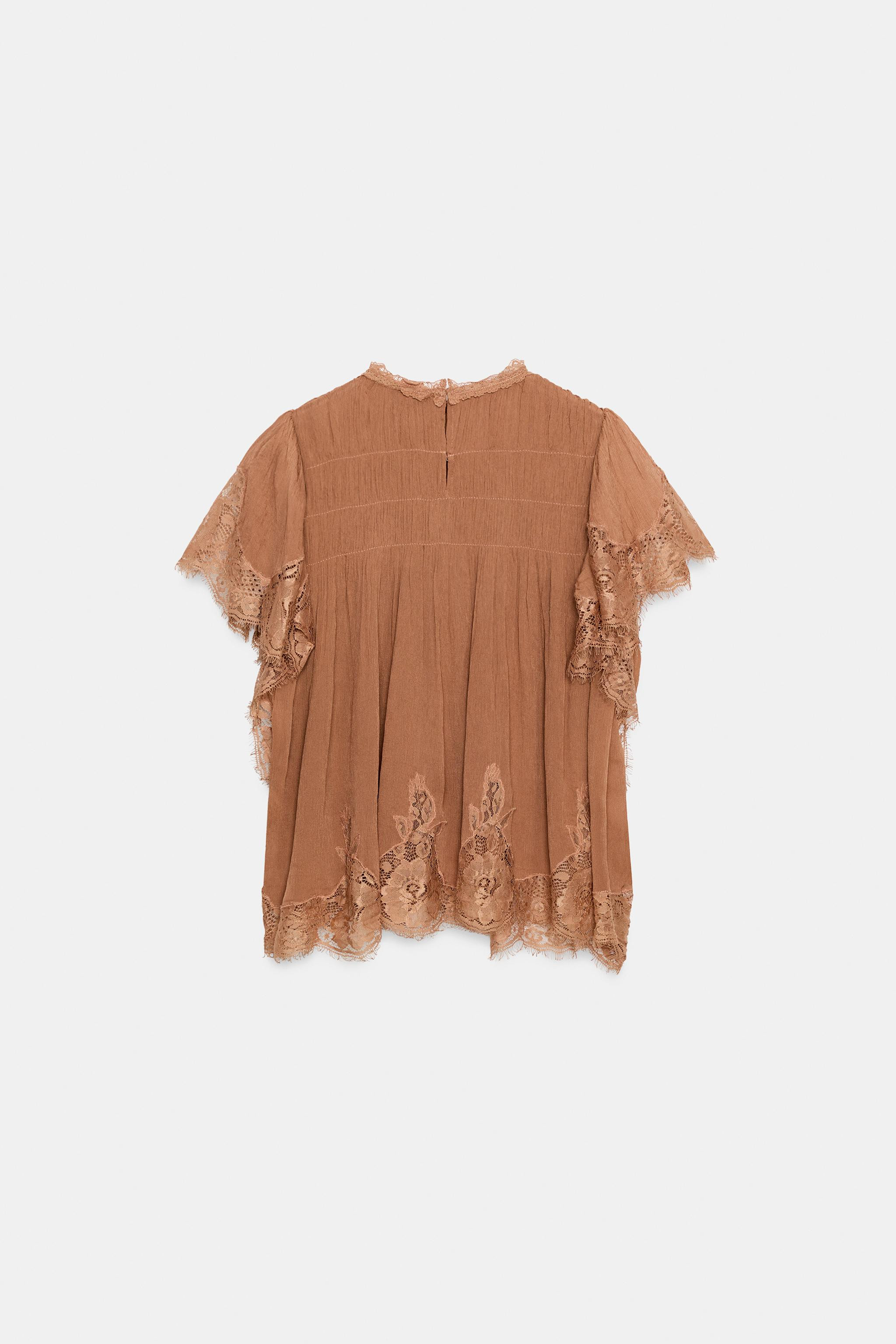 ZW COLLECTION LACE RUFFLE TOP | Zara UK