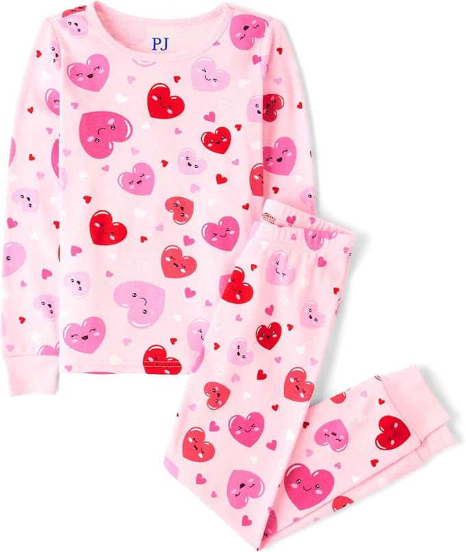 The Children's Place Girls' Single Long Sleeve Top and Pants Snug Fit 100% Cotton 2 Piece Pajama ... | Amazon (US)