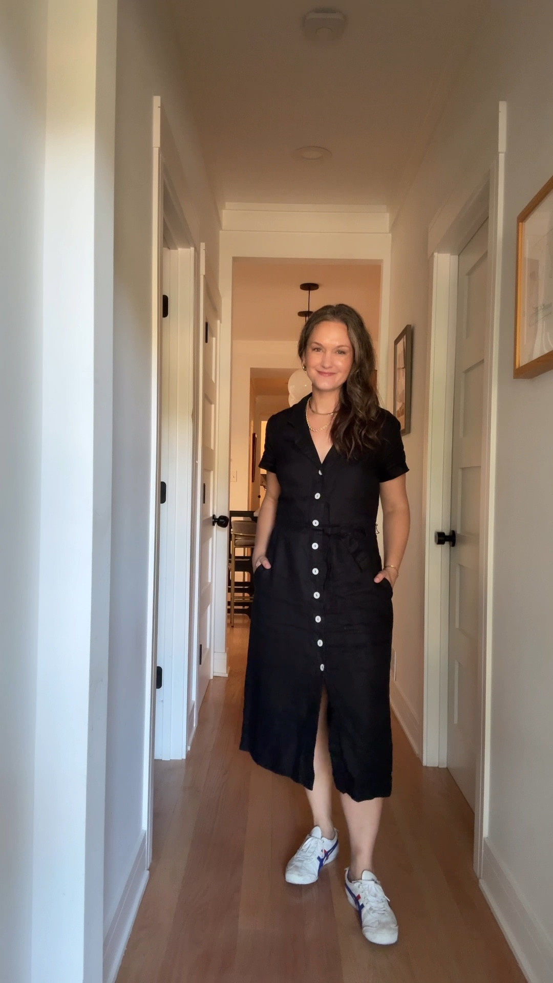 It’s a breezy Friday in August, and the city mom is keeping it chic and effortless in a black linen midi-dress, her favorite sneakers, and her go-to gold hoops, with her herringbone necklace layered under her graduated rope necklace and her stack of permanent bracelets adding just the right amount of everyday sparkle. She’s wrapping up the week in style—slipping in one last meeting with a local author to chat about the Chicago Literary Salon, firing off emails, and finally setting her out-of-office as she imagines sandy toes and sunshine ahead in Florida, feeling that perfect mix of accomplished and ready-for-vacation giddiness.

#LTKWorkwear #LTKStyleTip #LTKSeasonal