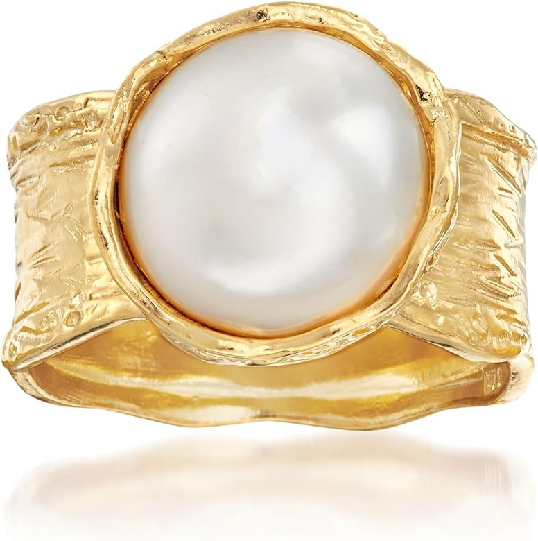Ross-Simons 11.5-12mm Cultured Button Pearl Ring in 18kt Yellow Gold Over Sterling | Amazon (US)