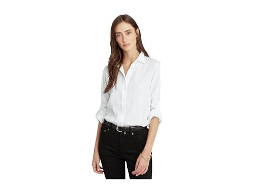 Lauren Ralph Lauren Womens Linen Shirt White X-Large, | Amazon (US)