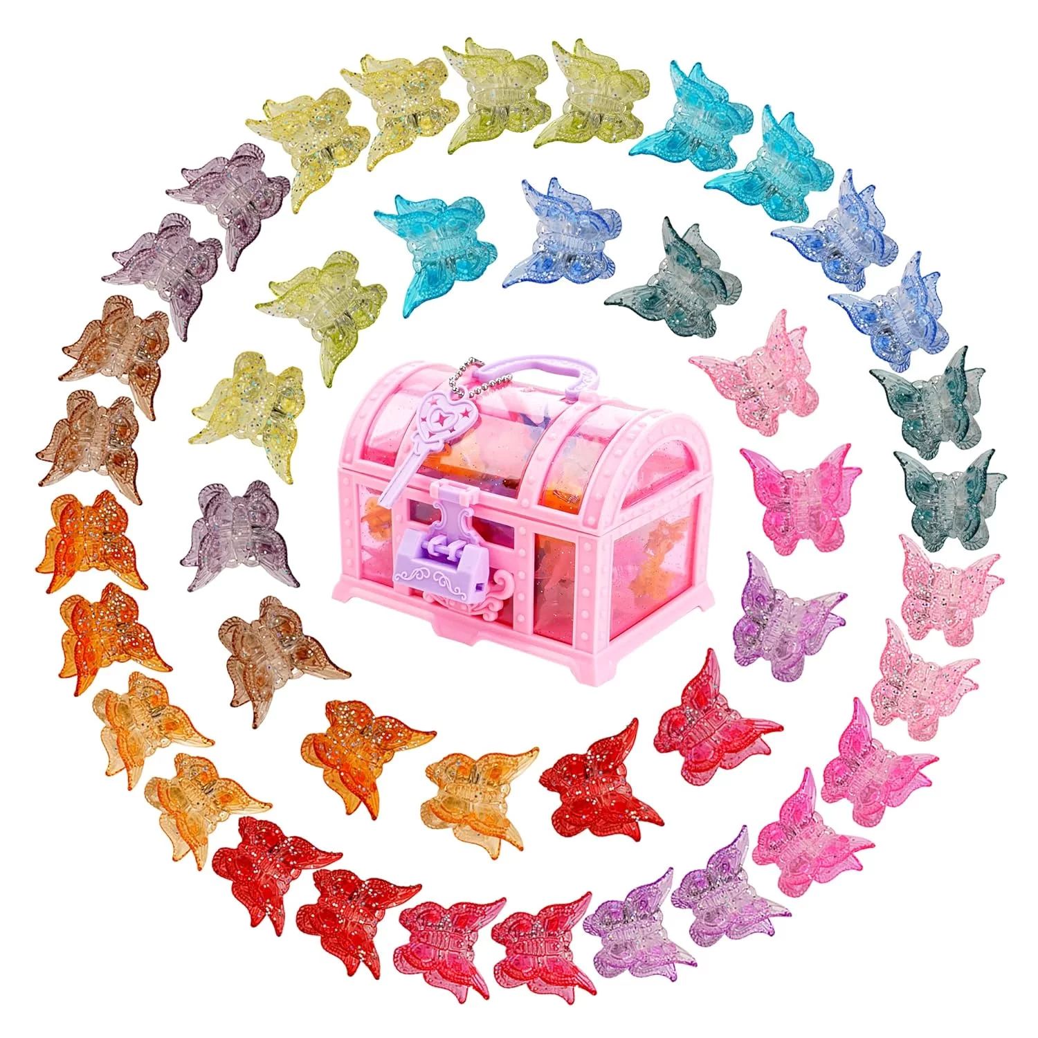 JOYOYO 100 Pieces Butterfly Hair Clips Mini Claw Clip Pastel Hair Clips with Treasure Box for Bab... | Walmart (US)