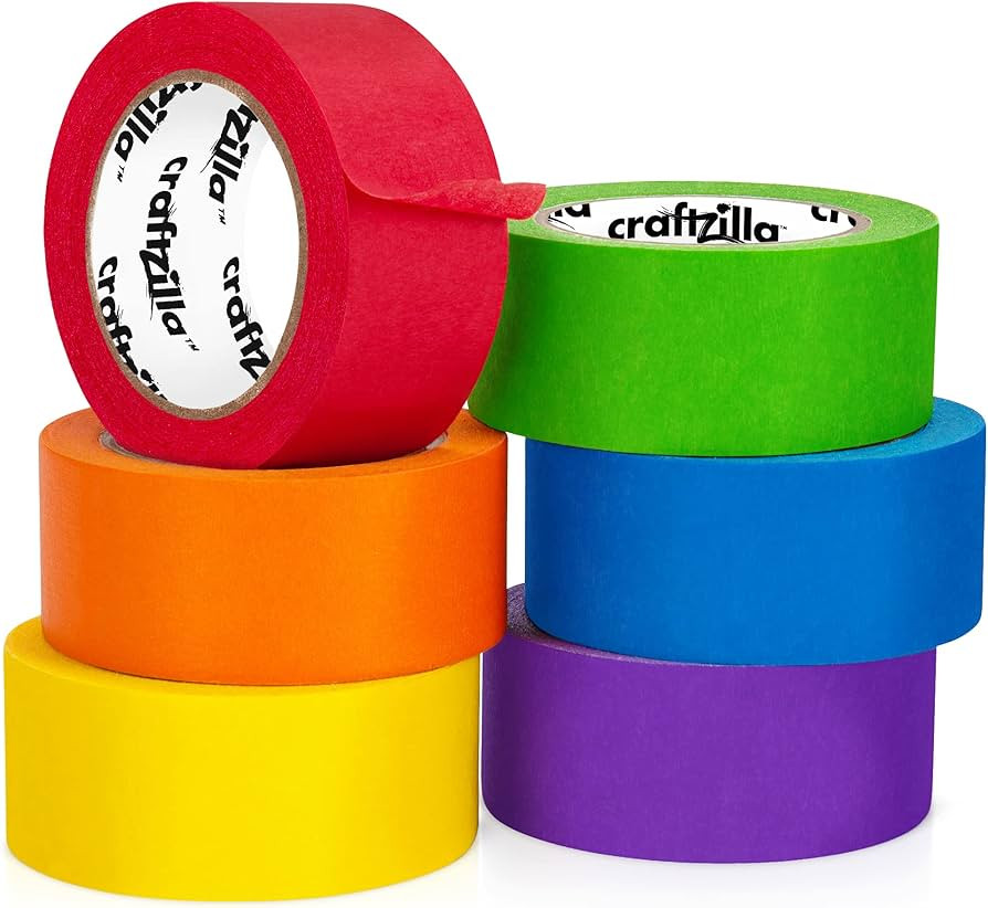 Colored Masking Tape – 6 Roll Multi Pack – 10 Yards x 1 Inch each Colorful Craft Tape – Vib... | Amazon (US)