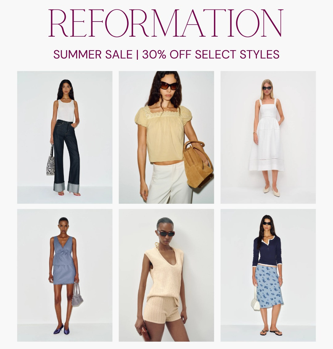 [8/12/26] Reformation summer sale | 30% off select styles 

 #LTKootd #LTKSeasonal #LTKSaleAlert
