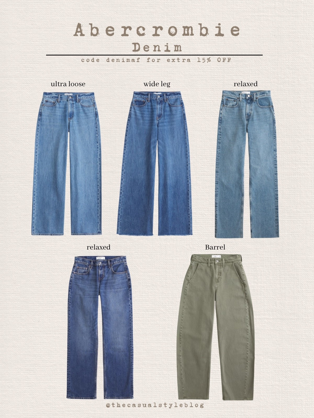 Last day to save some money on abercrombie denim 