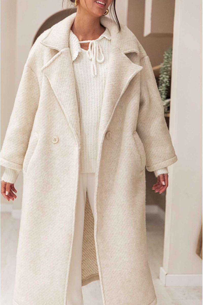 SOLAL Écru Chiné - Manteau Laine femme | Pretty Wire