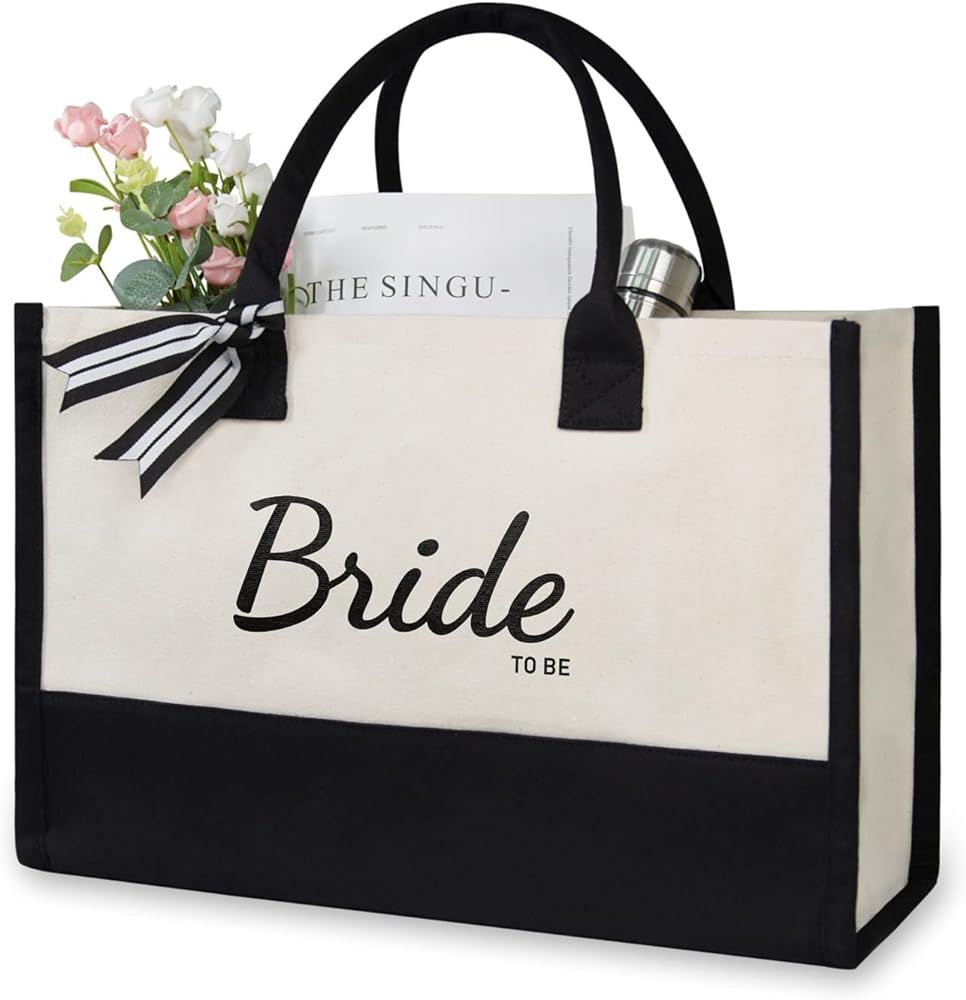 TOPDesign Canvas Bride Tote Bag, Gifts for Engagement/Bridal Shower/Bachelorette/Wedding Party/Cl... | Amazon (US)
