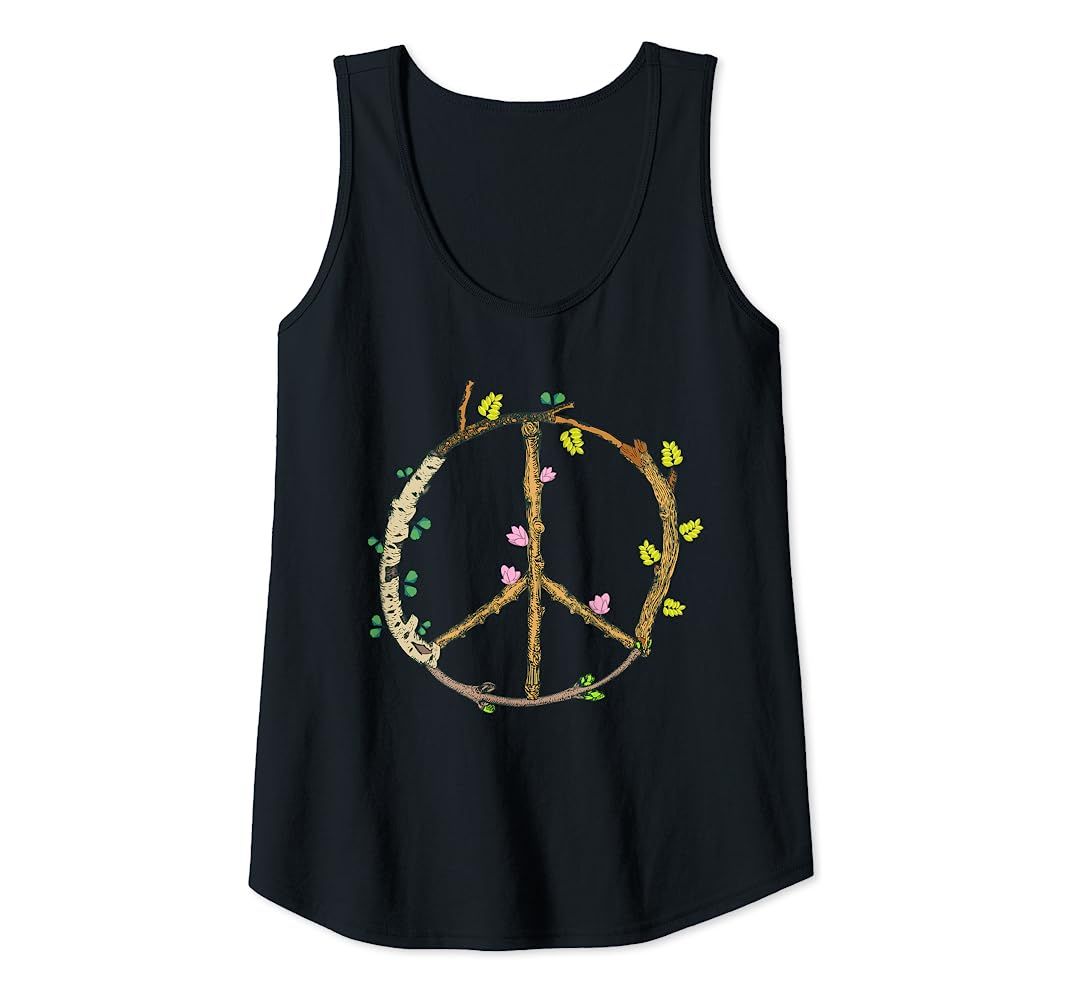 Peace Sign Rustic Tree Lover Hippie Retro 60s 70s Bohemian Tank Top | Amazon (US)