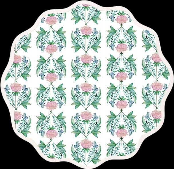 Round Scalloped Placemat | Garden Rose | Fenwick Fields, LLC