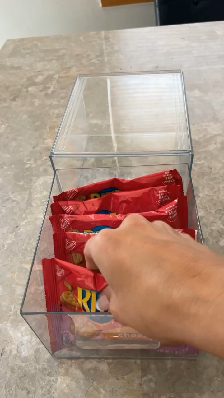 My favorite stackable organizer bins! perfect for snacks, kitchen pantries, under bathroom sinks, in closets, you name it! Even though they are plastic, they still look really nice!  You can buy them in packs of 1-6 but this specific one is the pack of 3 for $26💕

Home organization, organizing hacks, home must haves 

#LTKFindsUnder50 #LTKHome #LTKVideo