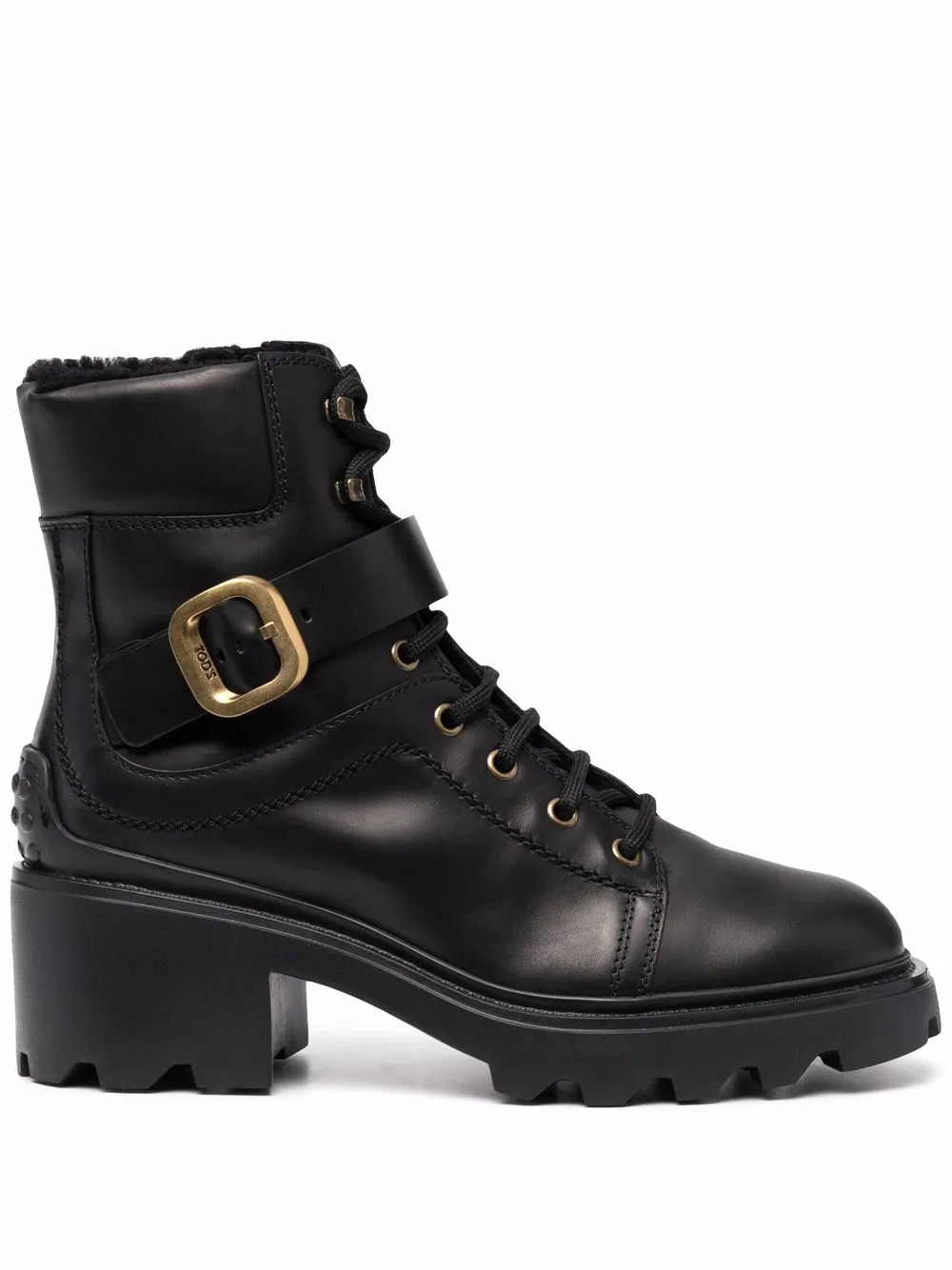 Tod's fur-lined leather ankle boots - Black | Farfetch Global