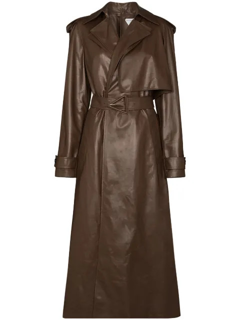 belted-waist leather trench coat | Farfetch (US)