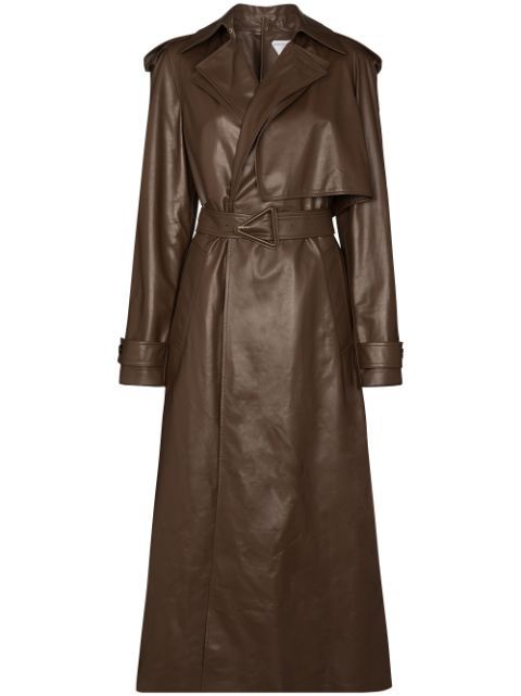 belted-waist leather trench coat | Farfetch (US)