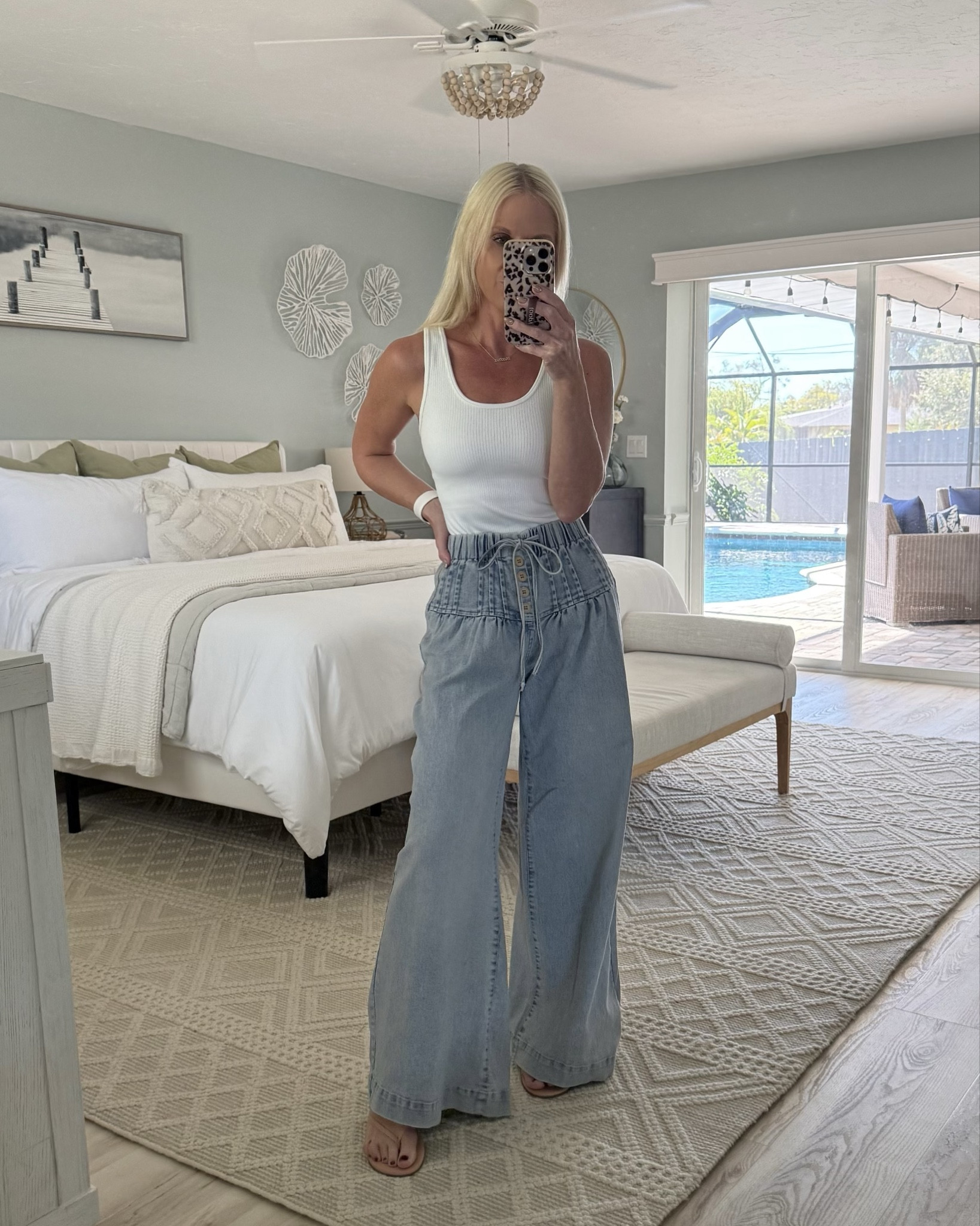 Florida fall outfit. Still loving these FP dupes from Amazon (wearing XS) my tank is the Citizens of Humanity Faye tank in color pashmina (wearing XS) my TKEES are 40% off - I’m wearing the color nude beach.

#LTKShoeCrush #LTKStyleTip #LTKSaleAlert