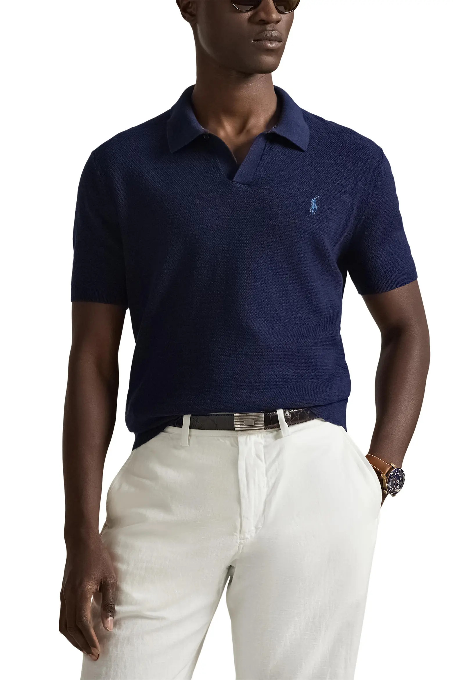 Textured Seed Stitch Cotton & Linen Polo (Men) | Nordstrom | Nordstrom