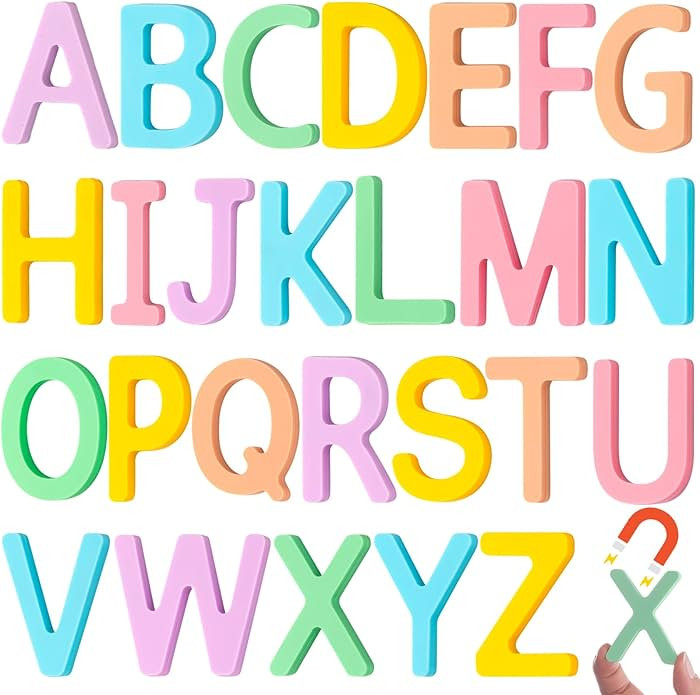 26 PCS Food-Grade Silicone ABC Magnetic Alphabet Letters Kit Educational Macaron Color Alphabet F... | Amazon (US)