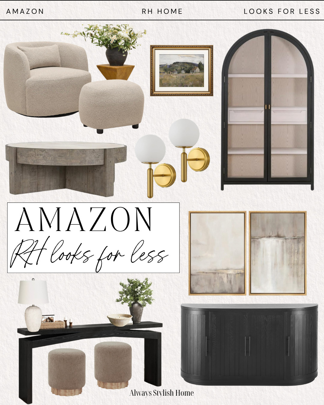 RH designer inspired furniture finds from Amazon. Amazon home. amazon neutral home finds. amazon RH look for less decor. looks for less. home finds from amazon. Check out these amazing designer inspired decor finds on Amazon! Stylish and affordable. #homedecor #amazonfinds
 

 #LTKSeasonal #LTKHome