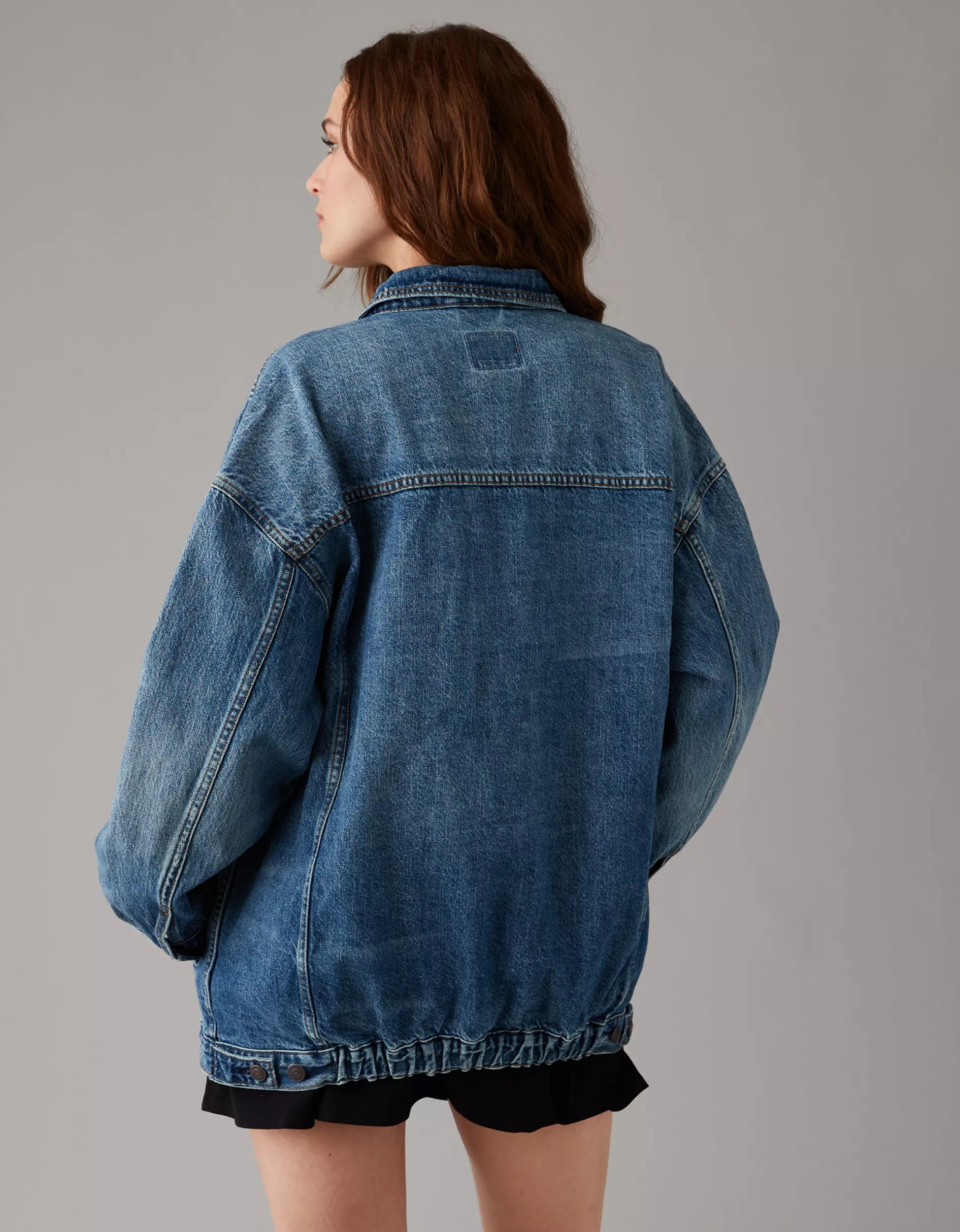 AE Strigid Oversized Boyfriend Denim Jacket | American Eagle Outfitters (US & CA)