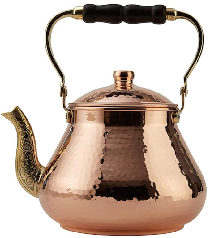DEMMEX 2019 Heavy Gauge 1mm Thick Natural Handmade Turkish Copper Tea Pot Kettle Stovetop Teapot,... | Amazon (US)