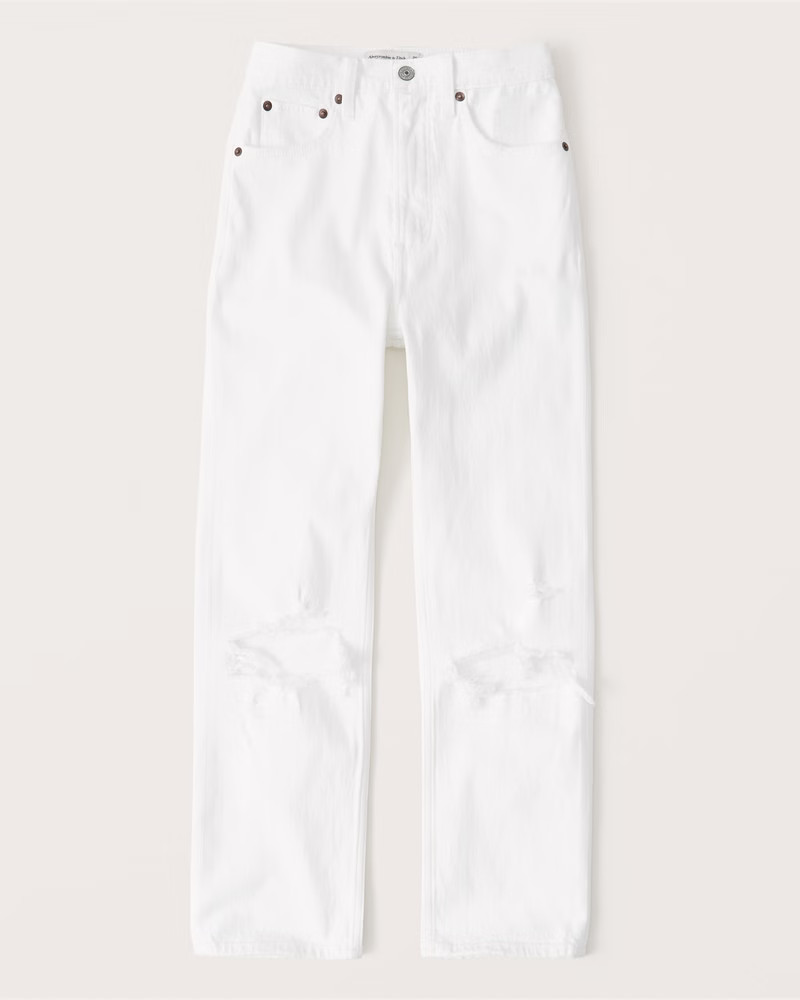 Curve Love Ultra High Rise Ankle Straight Jeans | Abercrombie & Fitch (US)