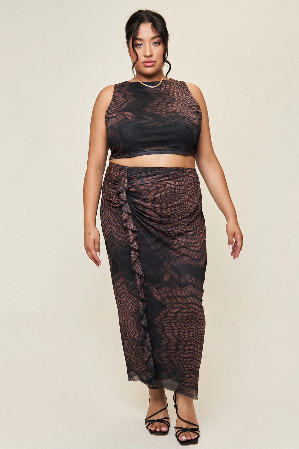 "Georgia" Maxi Skirt in Distorted Plaid | What Lo Wants