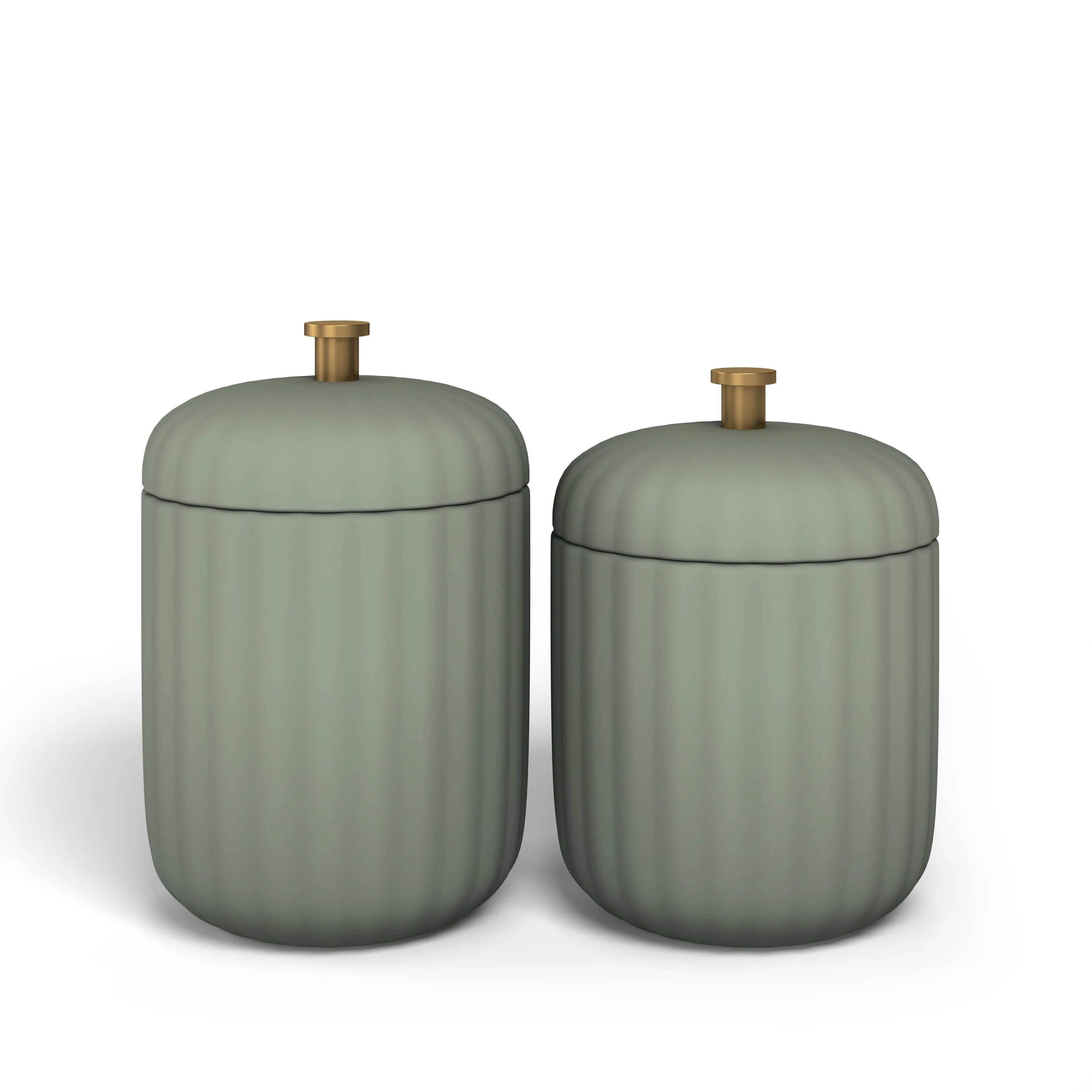 Beautiful Fluted Stoneware 2-Piece Vanity Jar Set by Drew Barrymore, Sage - Walmart.com | Walmart (US)