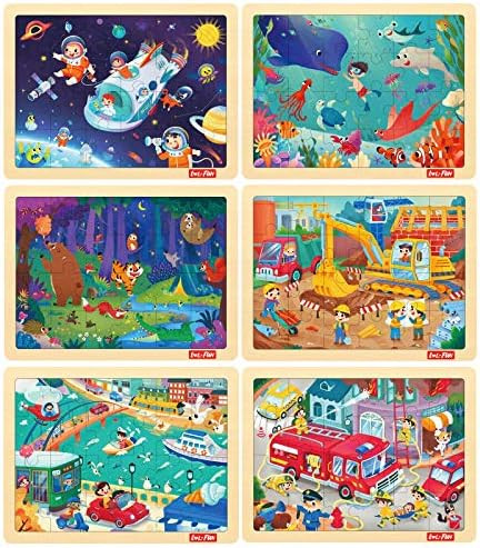 24 Piece Puzzles for Kids Ages 2-4, Wooden Jigsaw Puzzle 3 Year Old Preschool - 6 Pack | Amazon (US)
