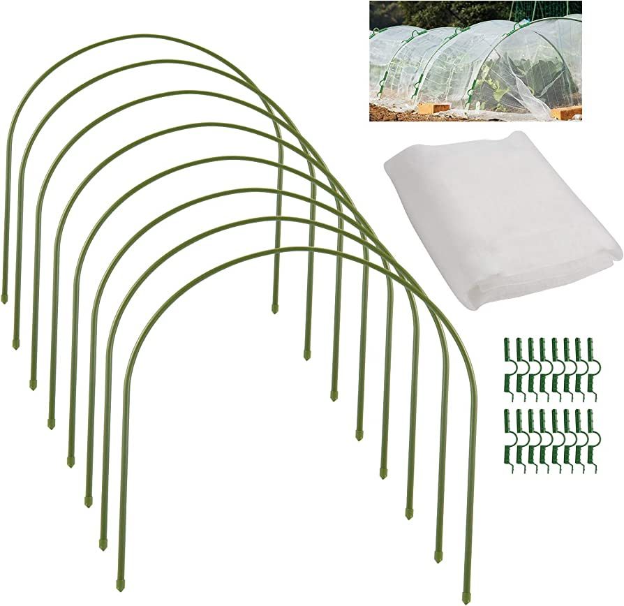 Greenhouse Hoop Kit, 8pcs 20"x 16.7" Garden Hoops for Raised Beds, 6.6ft x 13ft Plant Cover Netti... | Amazon (US)