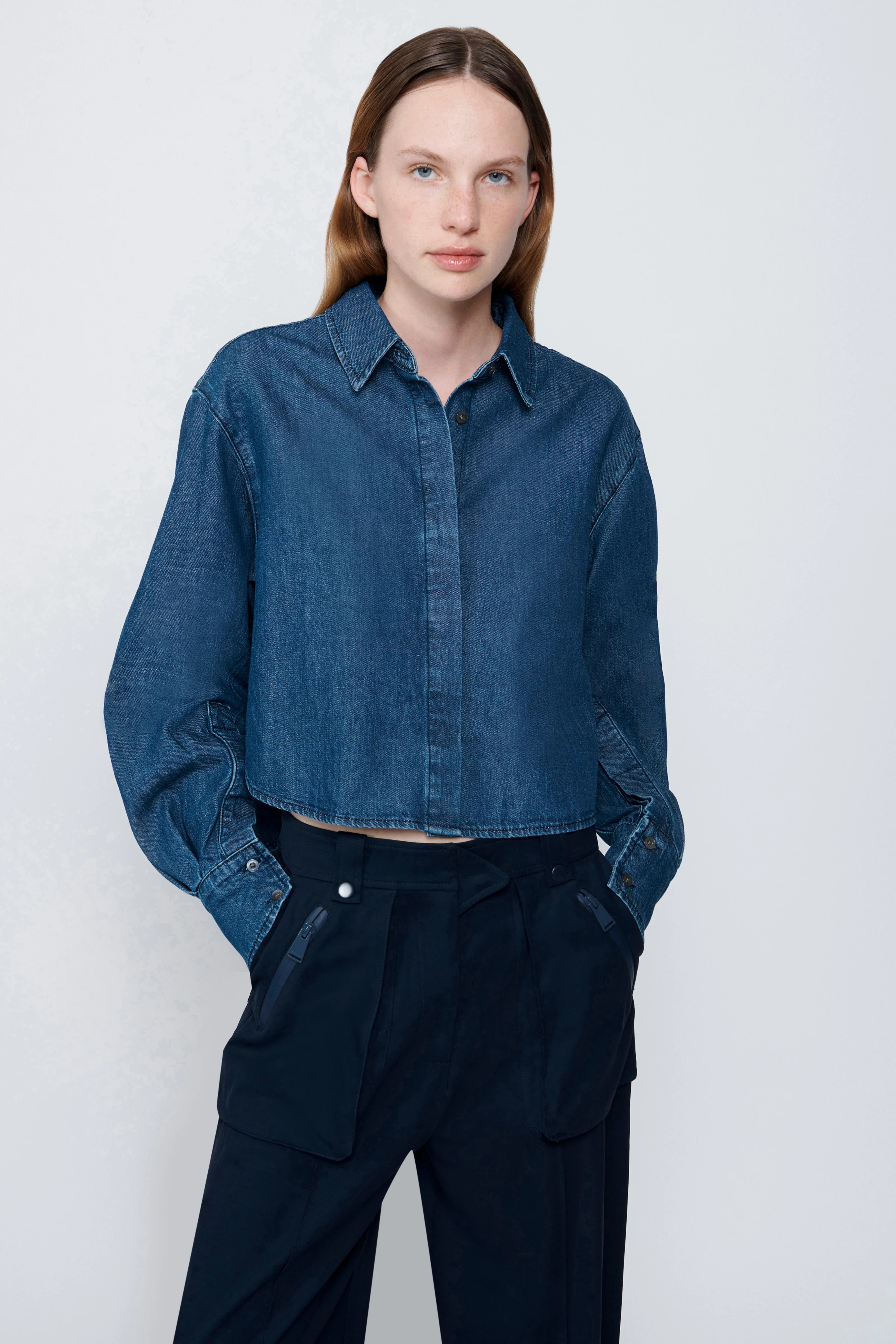 Renata Shirt
      

       
        
          Denim Cropped Button-Up Shirt | Simkhai