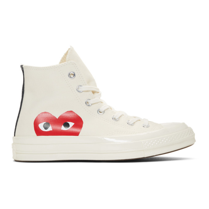 Comme des Garcons Play Off-White Converse Edition Half Heart Chuck 70 High Sneakers | SSENSE 